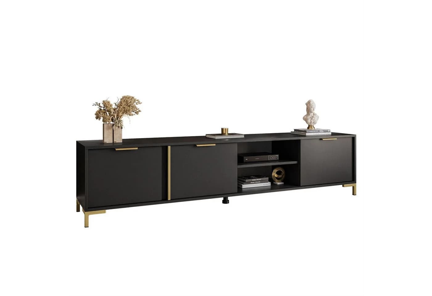 ALLHOUSE24 Lowboard LARA II Anthrazit mit goldenen Griffen TV Schrank - Bild 3
