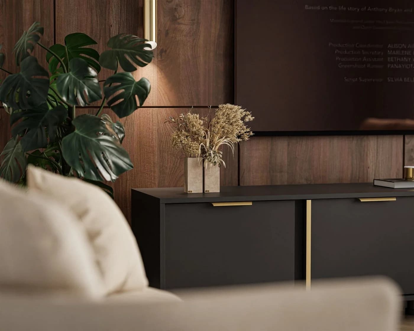 ALLHOUSE24 Lowboard LARA II Anthrazit mit goldenen Griffen TV Schrank - Bild 4