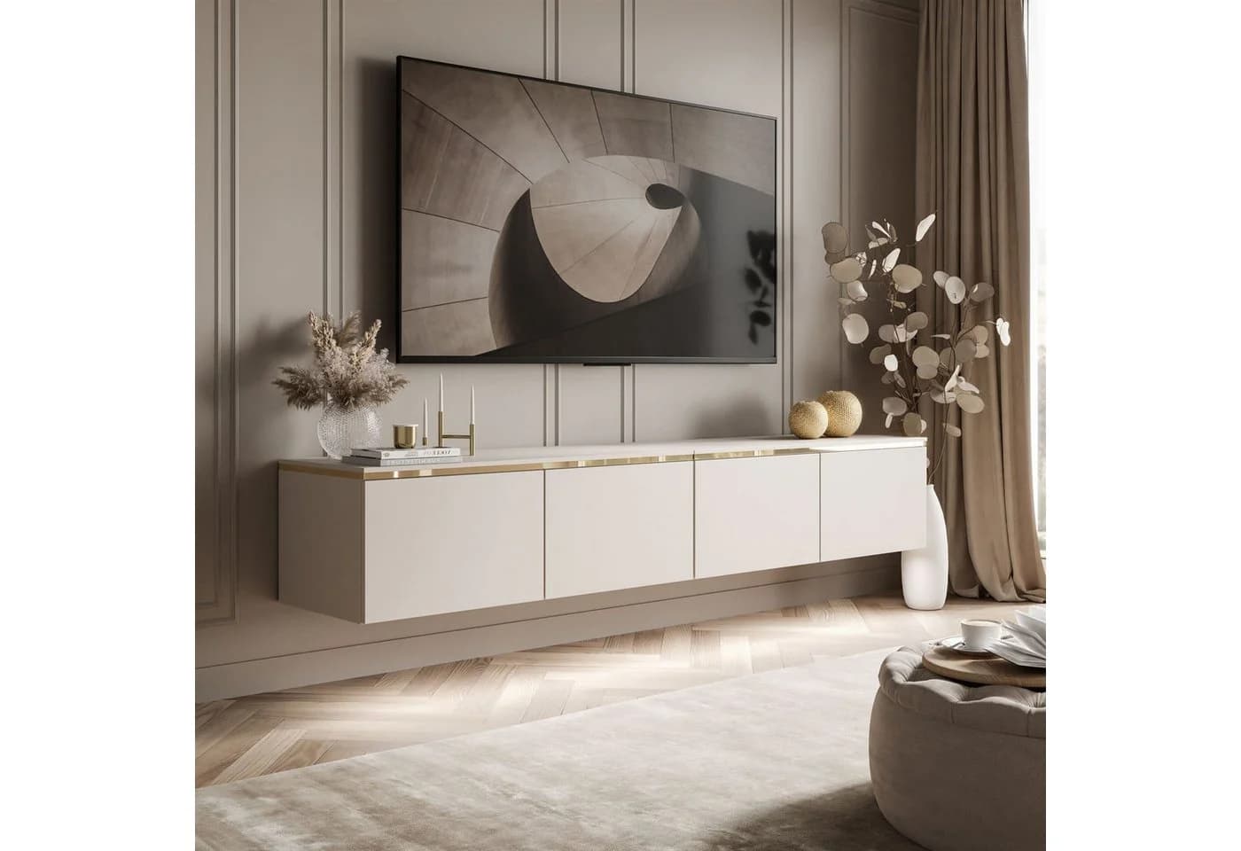ALLHOUSE24 TV-Schrank NELLY 200 cm KASCHMIR Hängendes Lowboard mit LED-Beleuchtung - Bild 3