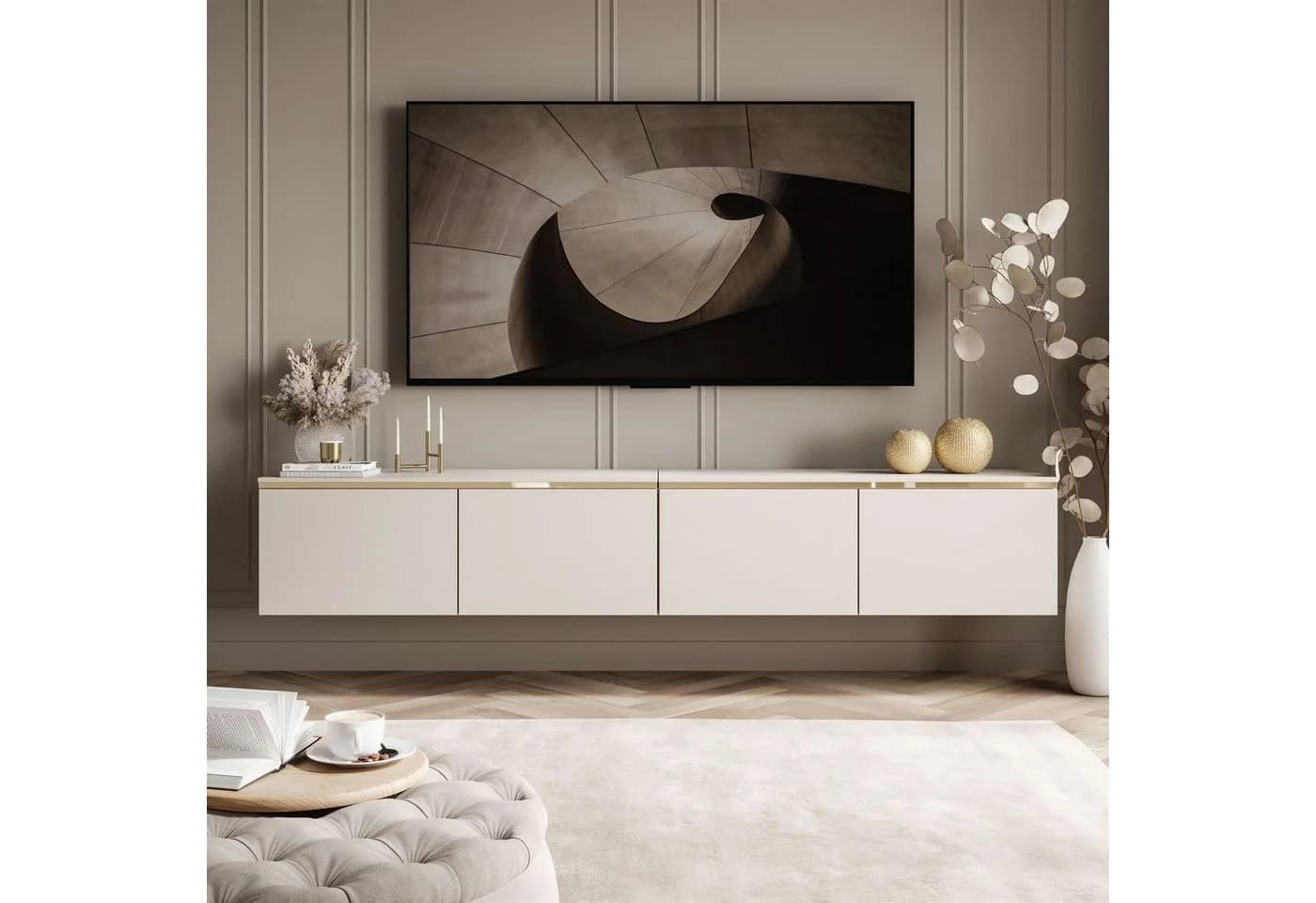 ALLHOUSE24 TV-Schrank NELLY 200 cm KASCHMIR Hängendes Lowboard mit LED-Beleuchtung - Bild 4