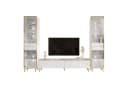 ALLHOUSE24 Wohnzimmer-Set PEONY GOLD mit LED weiß Hochglanz Glasvitrine TV Schrank Bild 2
