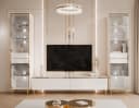 ALLHOUSE24 Wohnzimmer-Set PEONY GOLD mit LED weiß Hochglanz Glasvitrine TV Schrank Bild 3