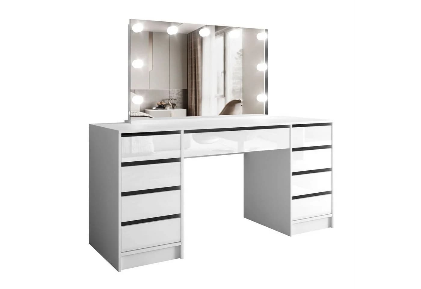 ALLHOUSE24 Schminktisch MAYA mit LED-Beleuchtung und Spiegel, 152 cm - Bild 2