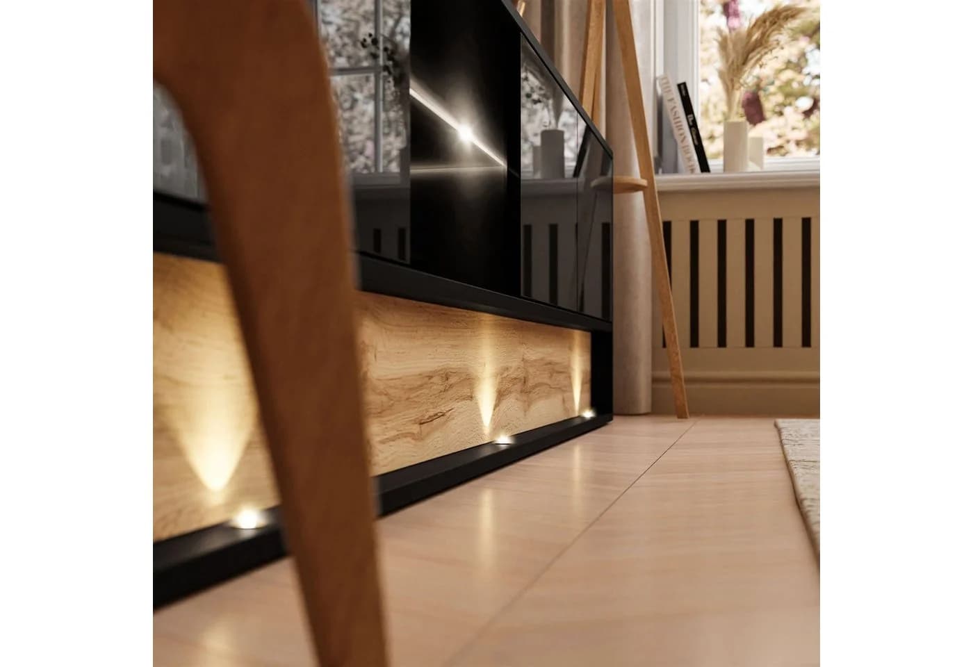 ALLHOUSE24 TV-Schrank MILA Lowboard 180 cm mit Einsatz aus Wotan Eiche LED Beleuchtung - Bild 4