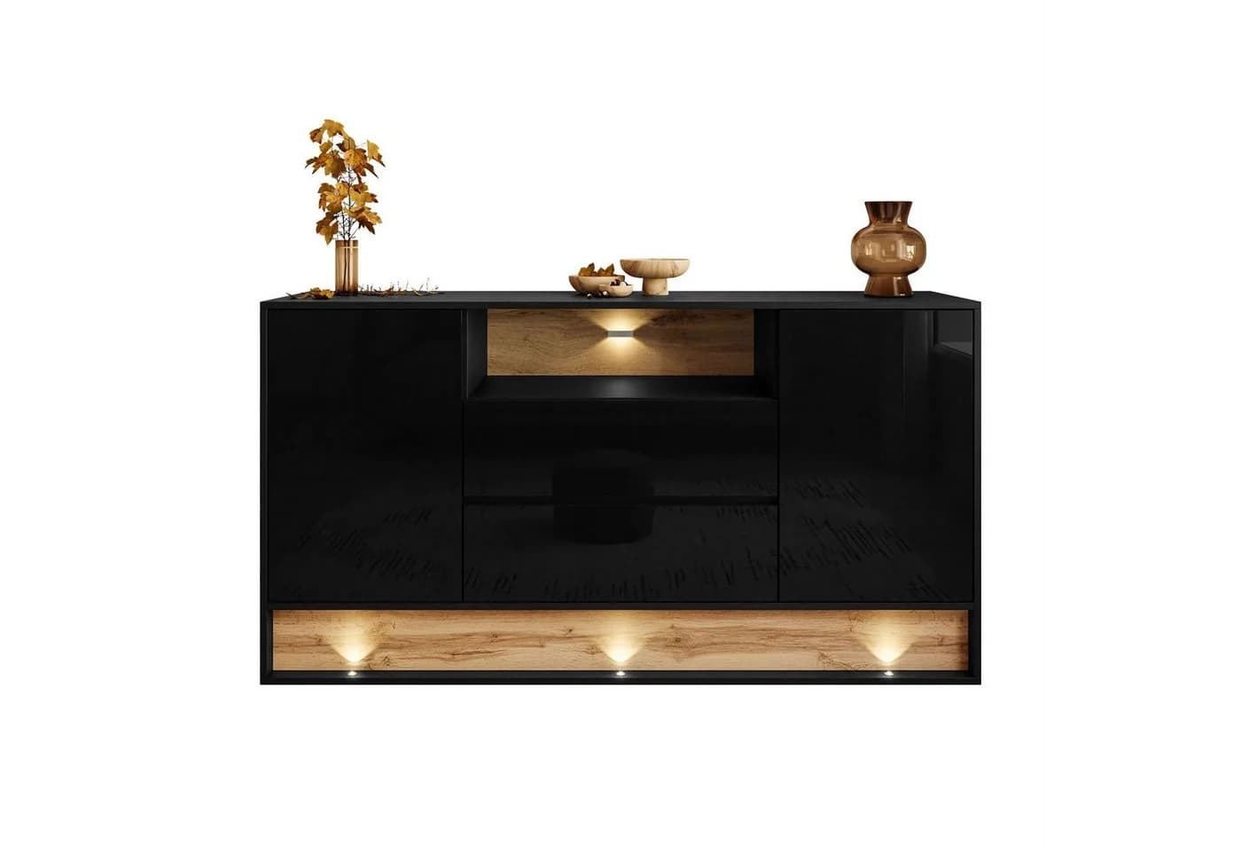 ALLHOUSE24 Kommode MILA 160 cm Wotan Eiche LED-Beleuchtung - Bild 2