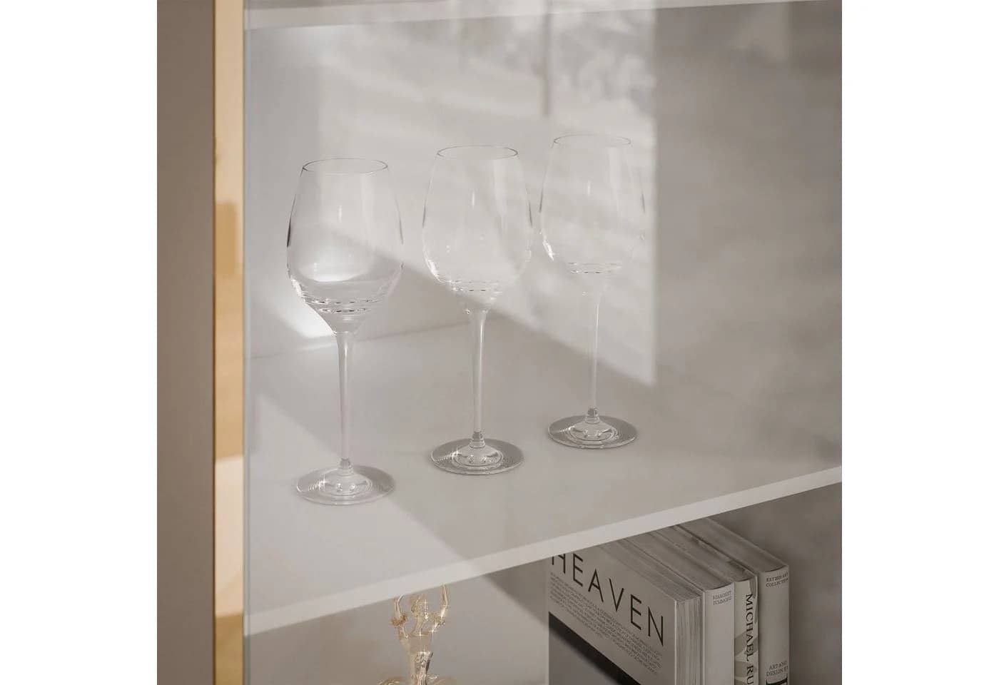 ALLHOUSE24 Vitrine PEONY 45 cm Glasvitrine Weiß Gold Hochglanz - Bild 4