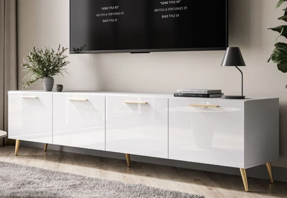 ALLHOUSE24 TV-Schrank LOGANTE 200 cm Weiß Hochglanz - Bild 2