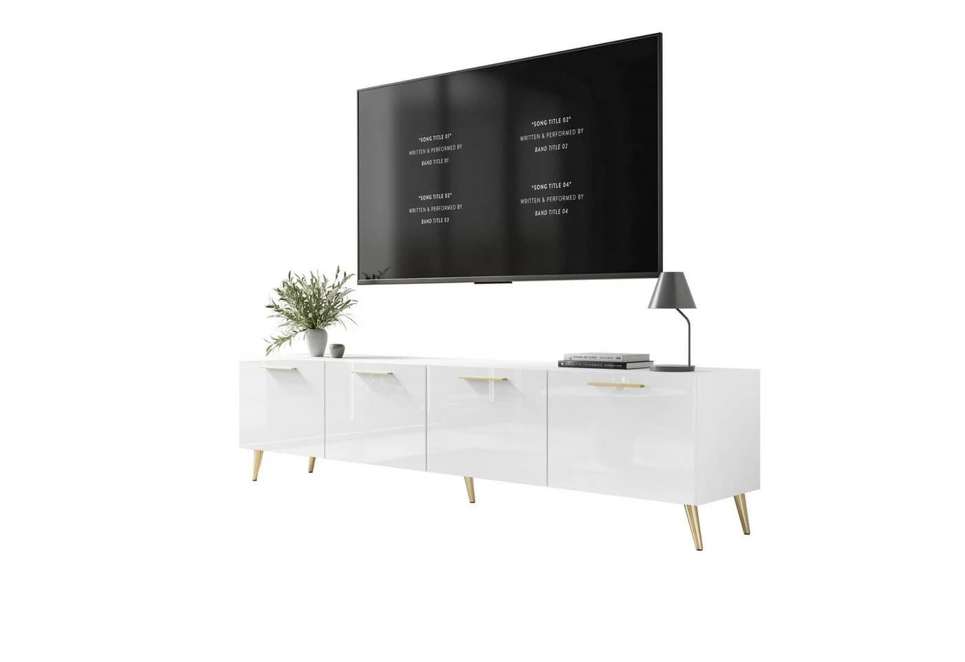 ALLHOUSE24 TV-Schrank LOGANTE 200 cm Weiß Hochglanz - Bild 4