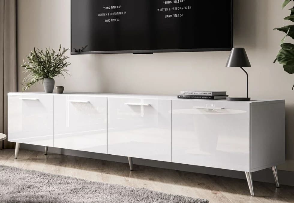 ALLHOUSE24 TV-Schrank LOGANTE 200 cm Weiß Hochglanz - Bild 2