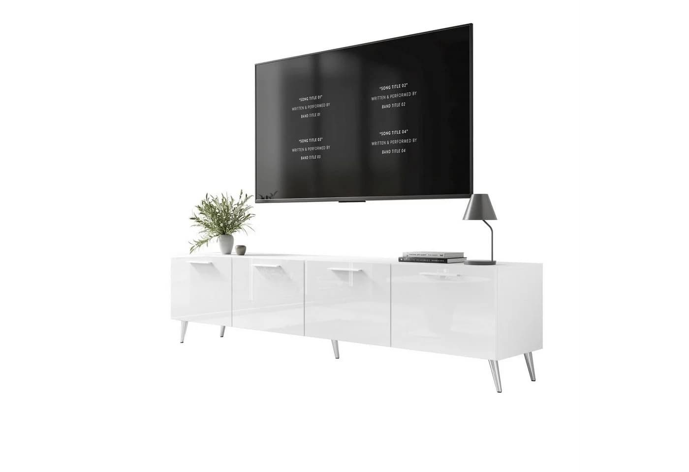 ALLHOUSE24 TV-Schrank LOGANTE 200 cm Weiß Hochglanz - Bild 3