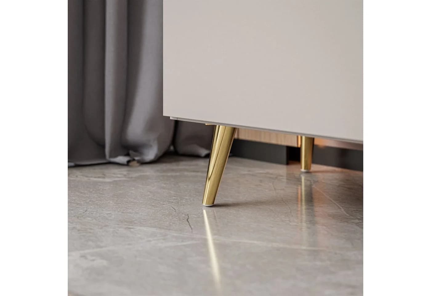 ALLHOUSE24 Kommode LAURA 140 cm Kaschmir Grau mit Goldakzenten - Bild 5