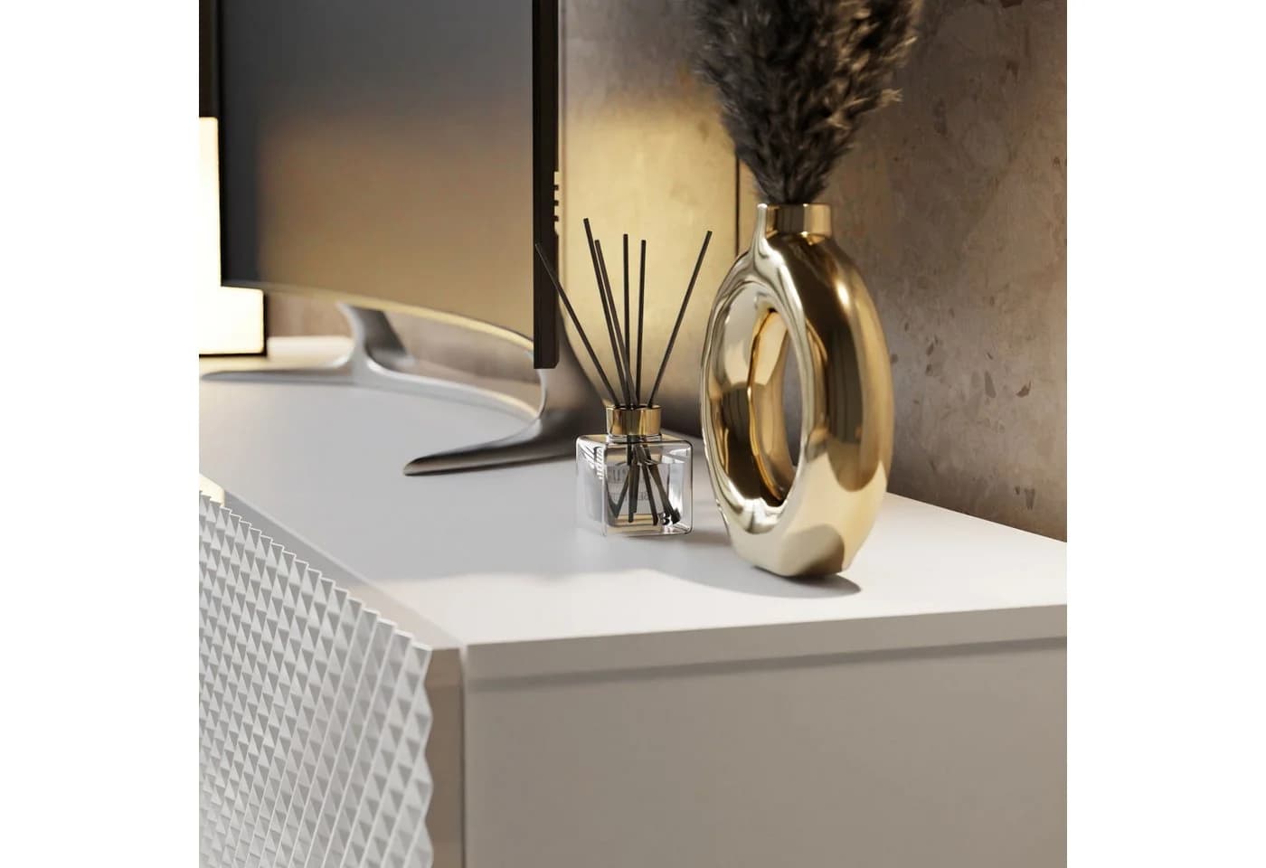 ALLHOUSE24 Lowboard PALERMO Sideboard Hochglanz gefräst, Metallfüße, 195 cm - Bild 4