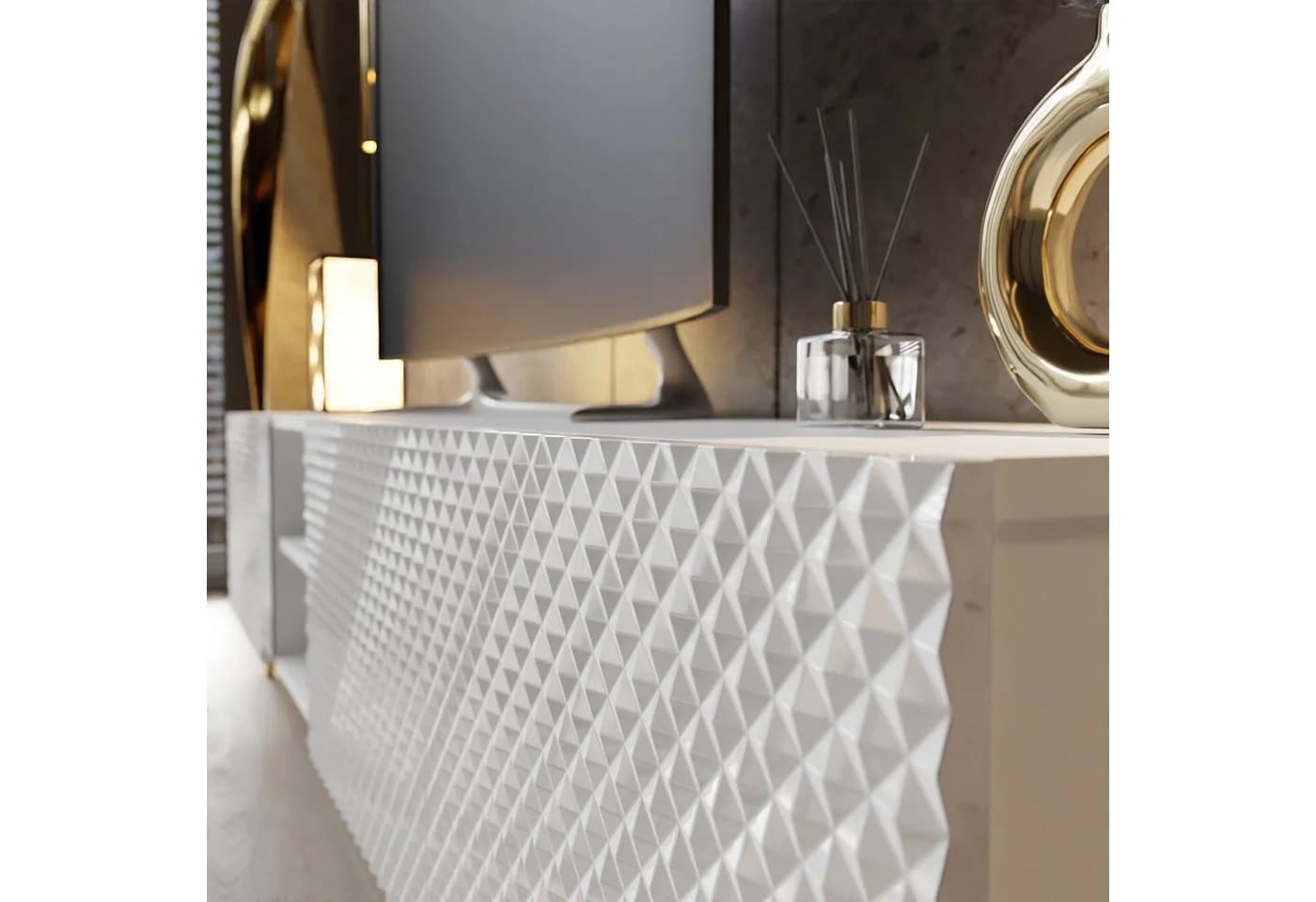 ALLHOUSE24 Lowboard PALERMO Sideboard Hochglanz gefräst, Metallfüße, 195 cm - Bild 5