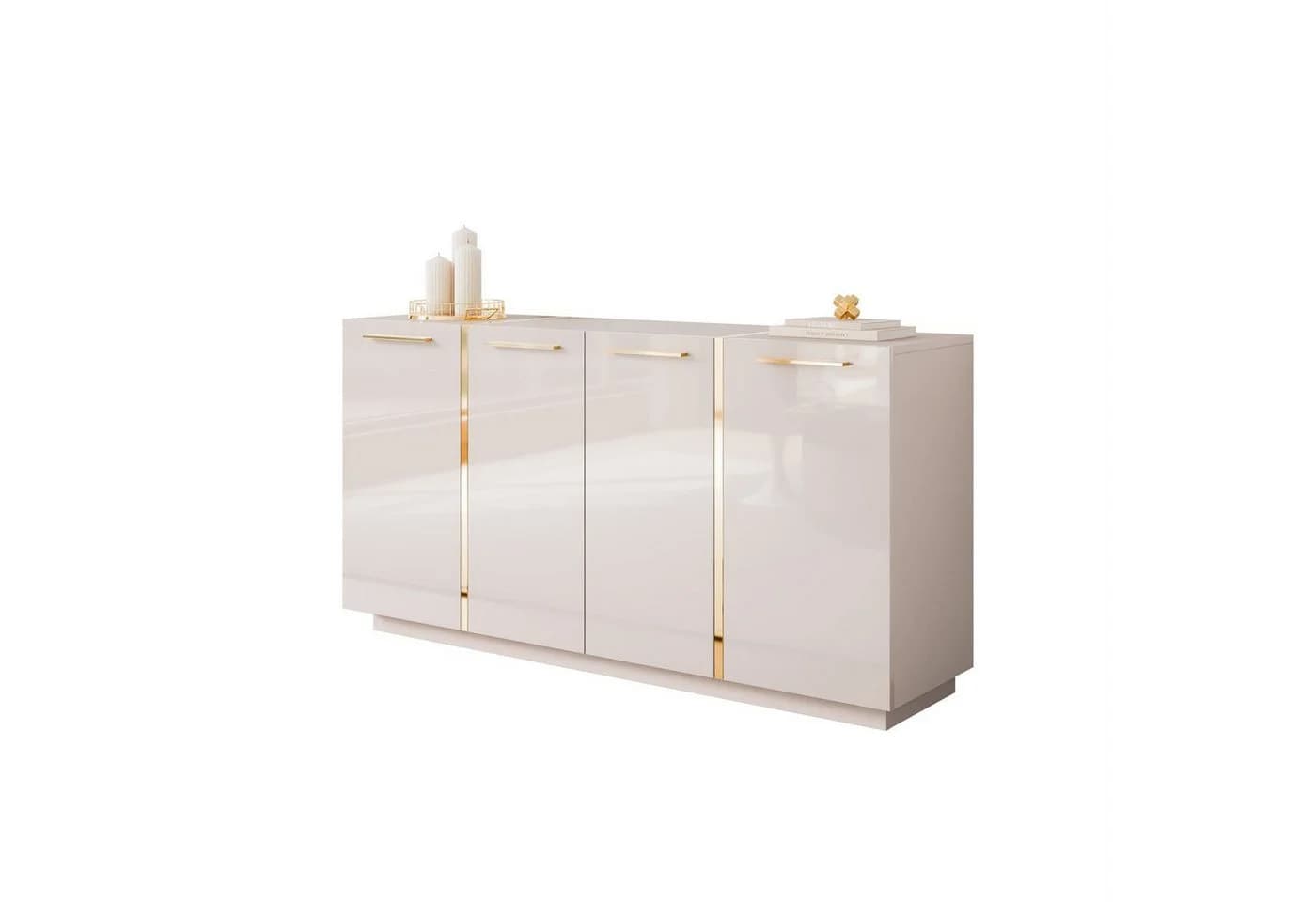 ALLHOUSE24 Kommode DIAMANT GOLD Hochglanz mit goldenen Akzenten - Bild 2