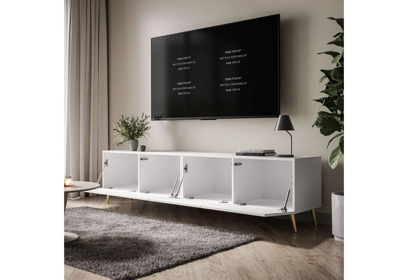 ALLHOUSE24 TV-Schrank LOGANTE 200 cm Breite TV Lowboard Metallbeine - Bild 3
