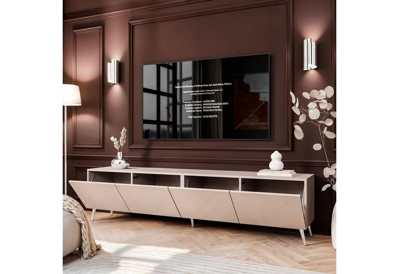 ALLHOUSE24 TV-Schrank LOGANTE 200 cm Breite Unterschrank TV Lowboard Metall Füße - Bild 3