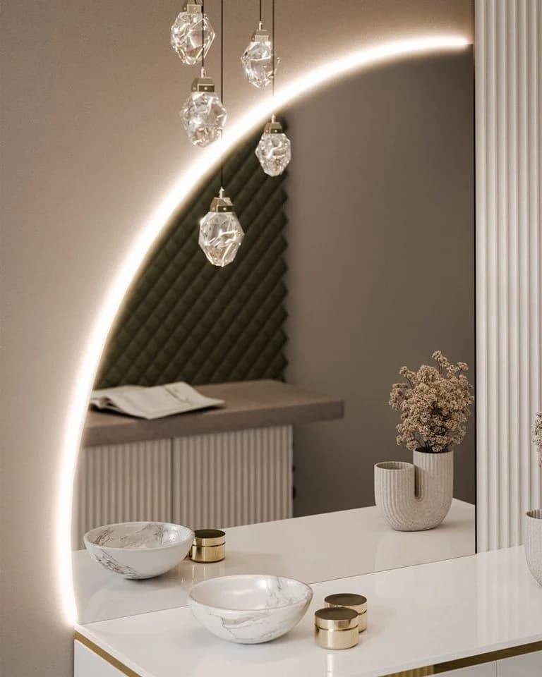 ALLHOUSE24 Schminktisch PEONY mit LED-Spiegel Weiß/Gold - Bild 5