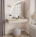 ALLHOUSE24 Schminktisch PEONY GOLD Halbmond Spiegel mit Beleuchtung Bild 1
