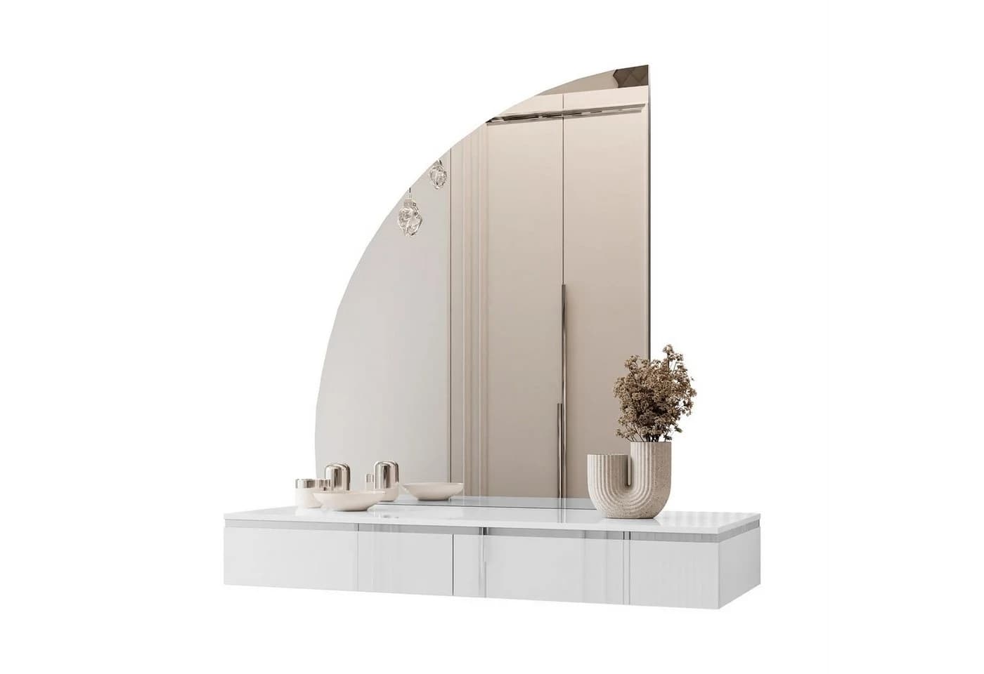ALLHOUSE24 Schminktisch PEONY SILBER mit LED-Spiegel und Schubladen - Bild 2