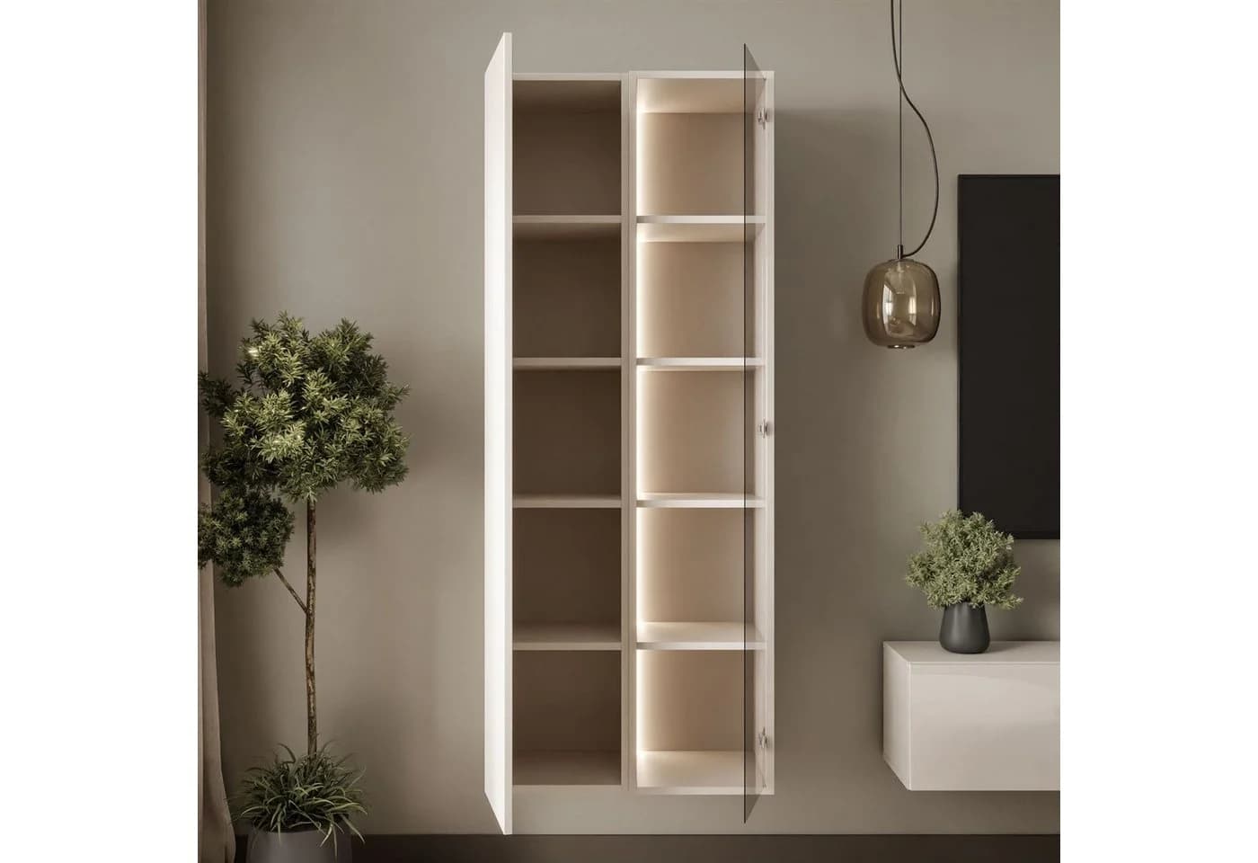 ALLHOUSE24 Vitrine NOVELIA Hängeschrank mit LED-Beleuchtung