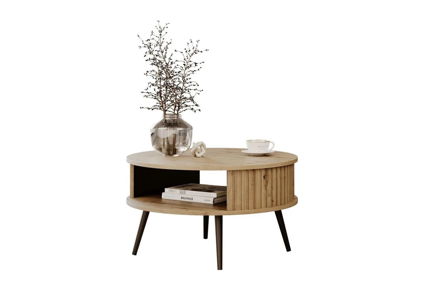 ALLHOUSE24 Couchtisch NOVA Beige Runder Sofatisch mit Ablage - Bild 5