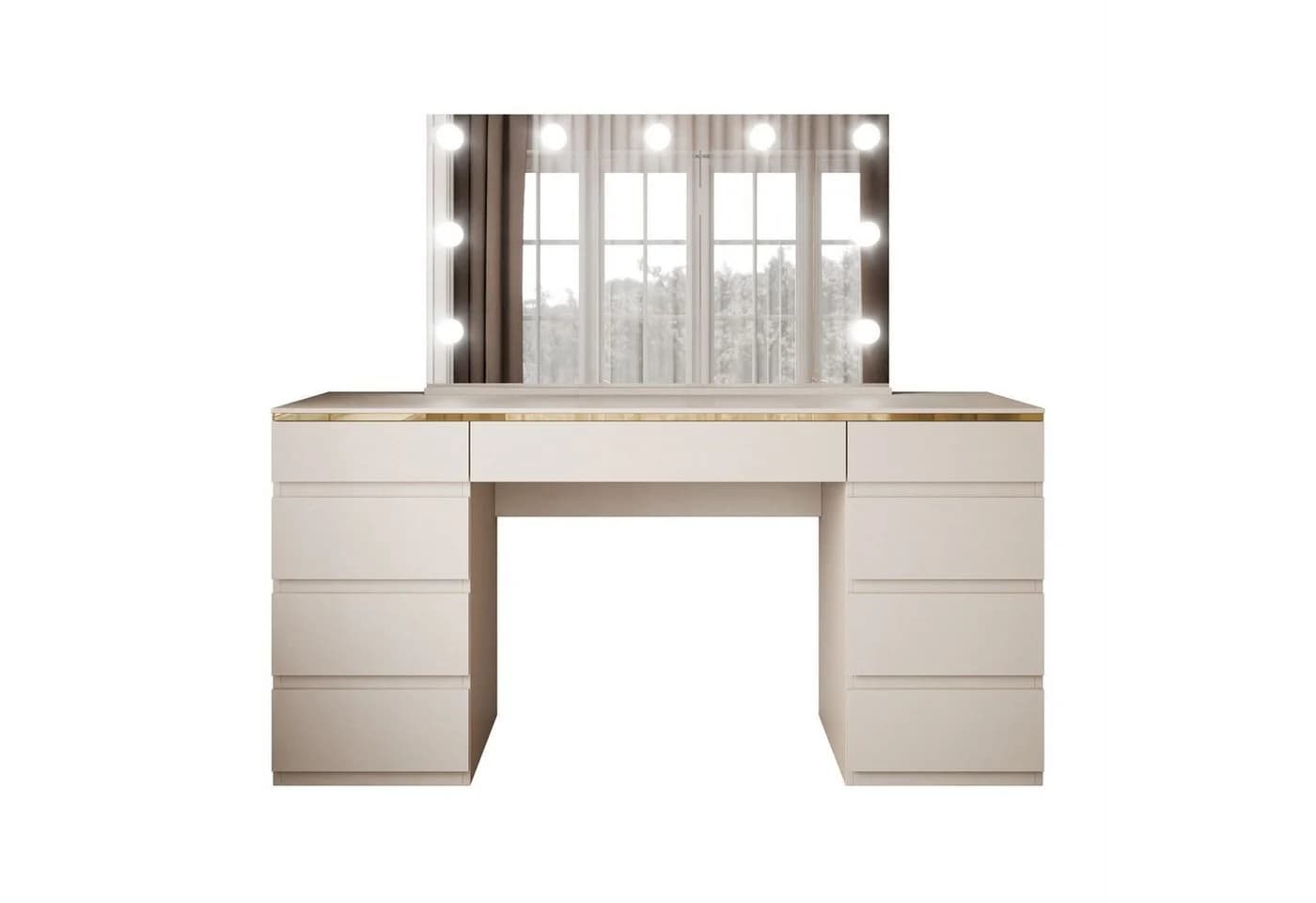 ALLHOUSE24 Schminktisch PEONY Kaschmir Gold mit LED-Spiegel - Bild 2
