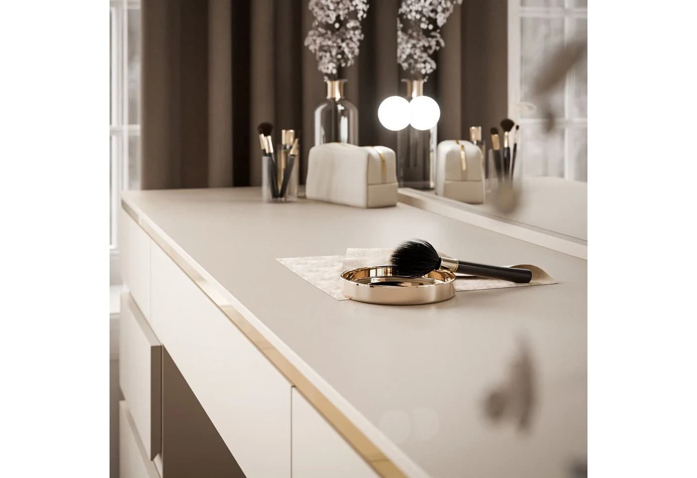 ALLHOUSE24 Schminktisch PEONY Kaschmir Gold mit LED-Spiegel - Bild 4
