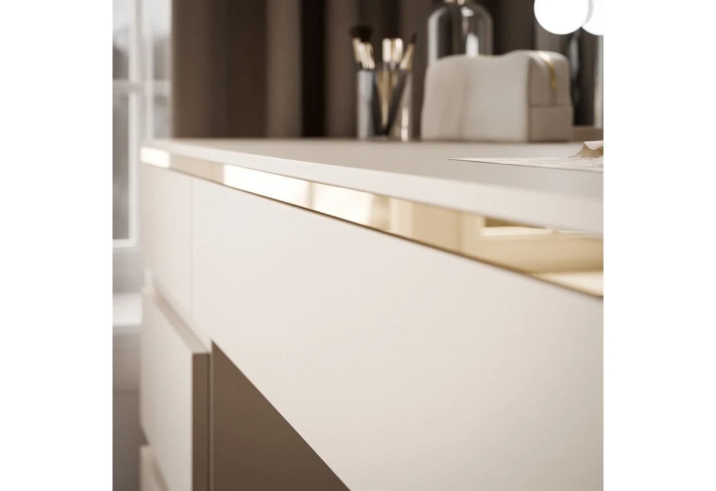 ALLHOUSE24 Schminktisch PEONY Kaschmir Gold mit LED-Spiegel - Bild 5