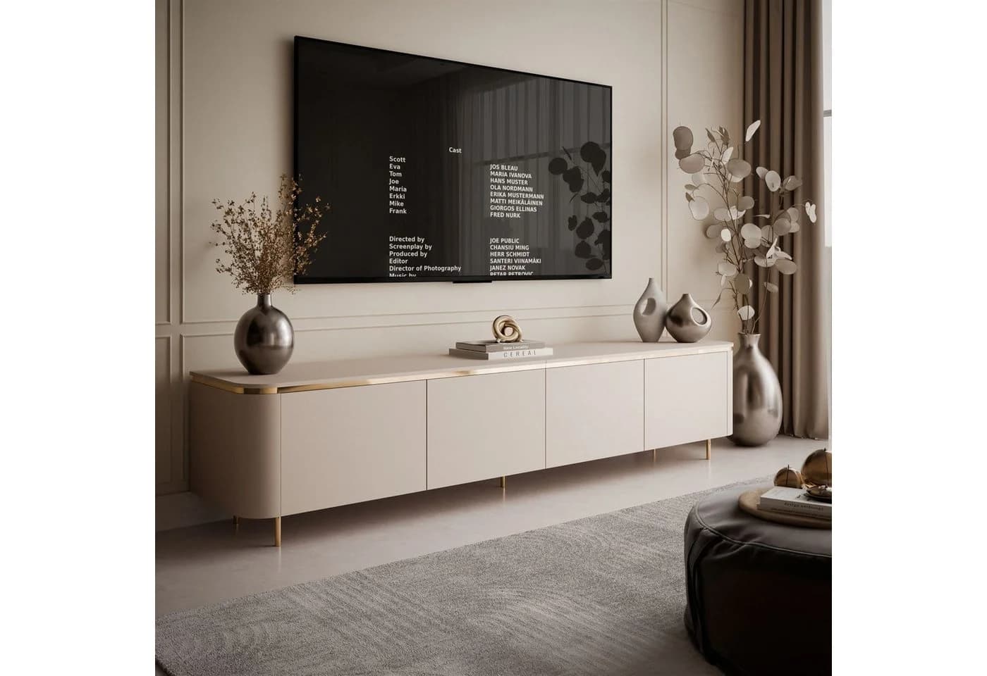 ALLHOUSE24 TV-Schrank LINE 200 cm Kaschmir matt mit LED & Push-Open - Bild 4