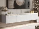 ALLHOUSE24 TV-Schrank NELLY Weiß mit LED & Metallbeinen Bild 2