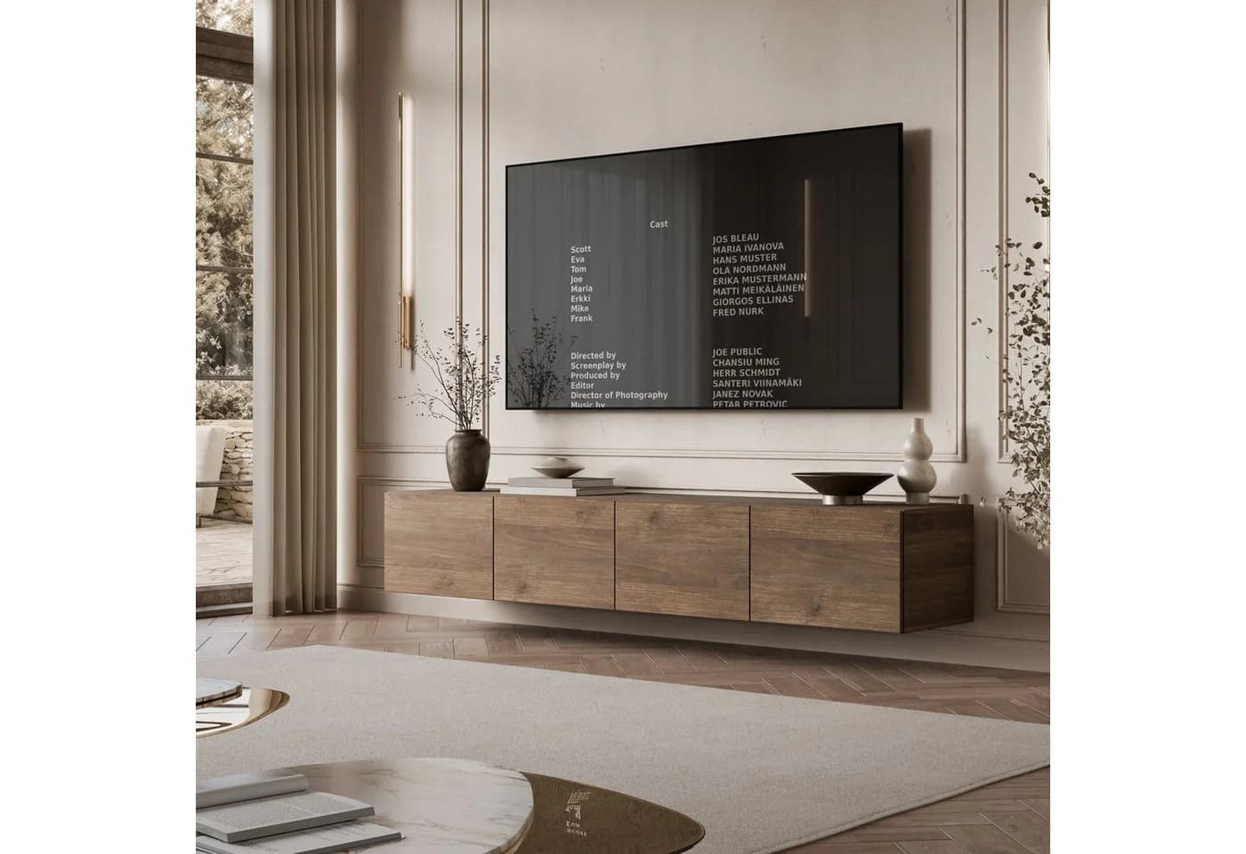 ALLHOUSE24 TV-Schrank LOGANTE Nussbaum PUSH-OPEN System