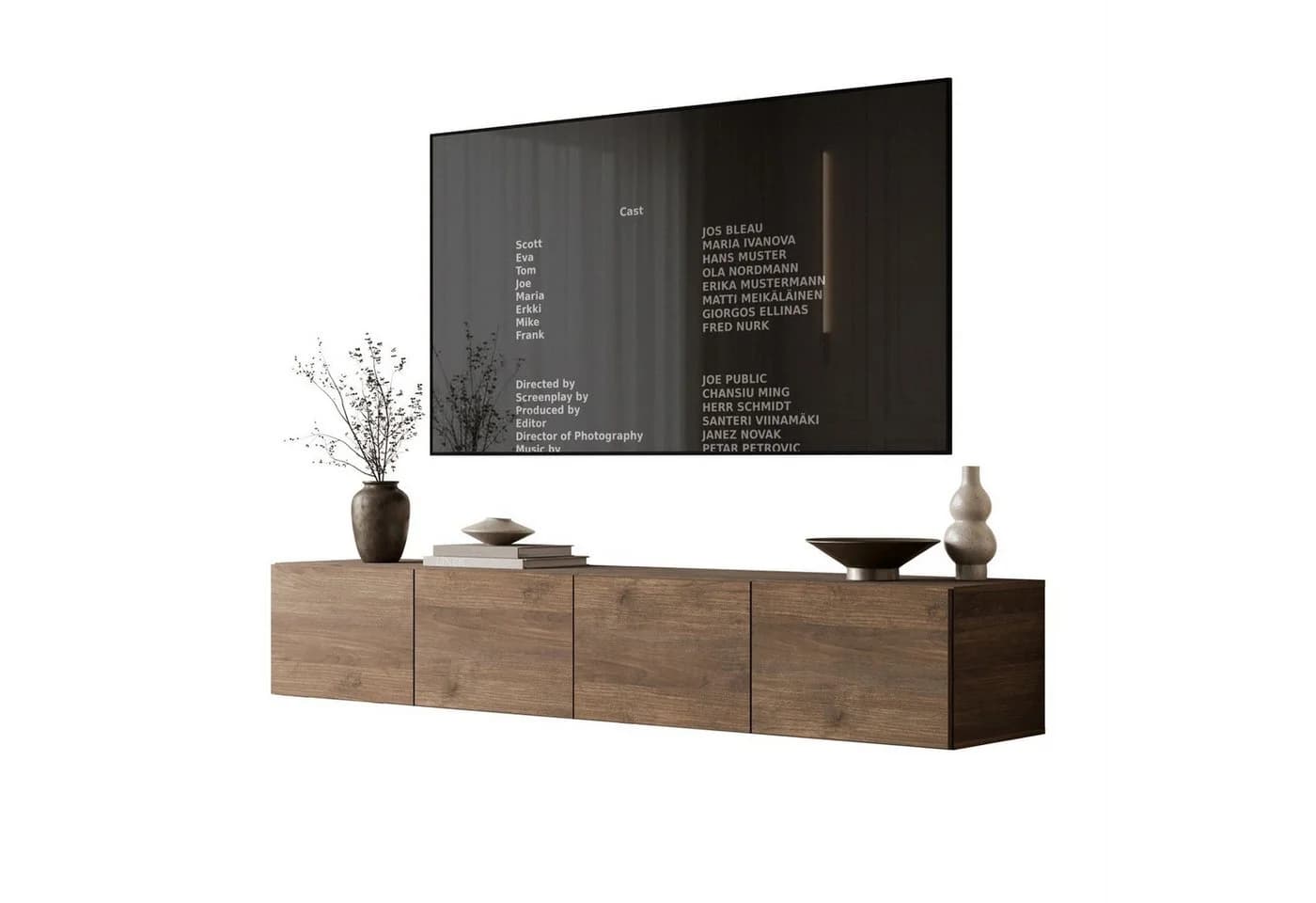 ALLHOUSE24 TV-Schrank LOGANTE Nussbaum PUSH-OPEN System - Bild 2