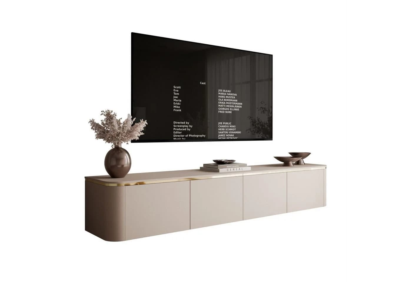 ALLHOUSE24 TV-Schrank LINE Kaschmir matt mit LED und Push-Open - Bild 2