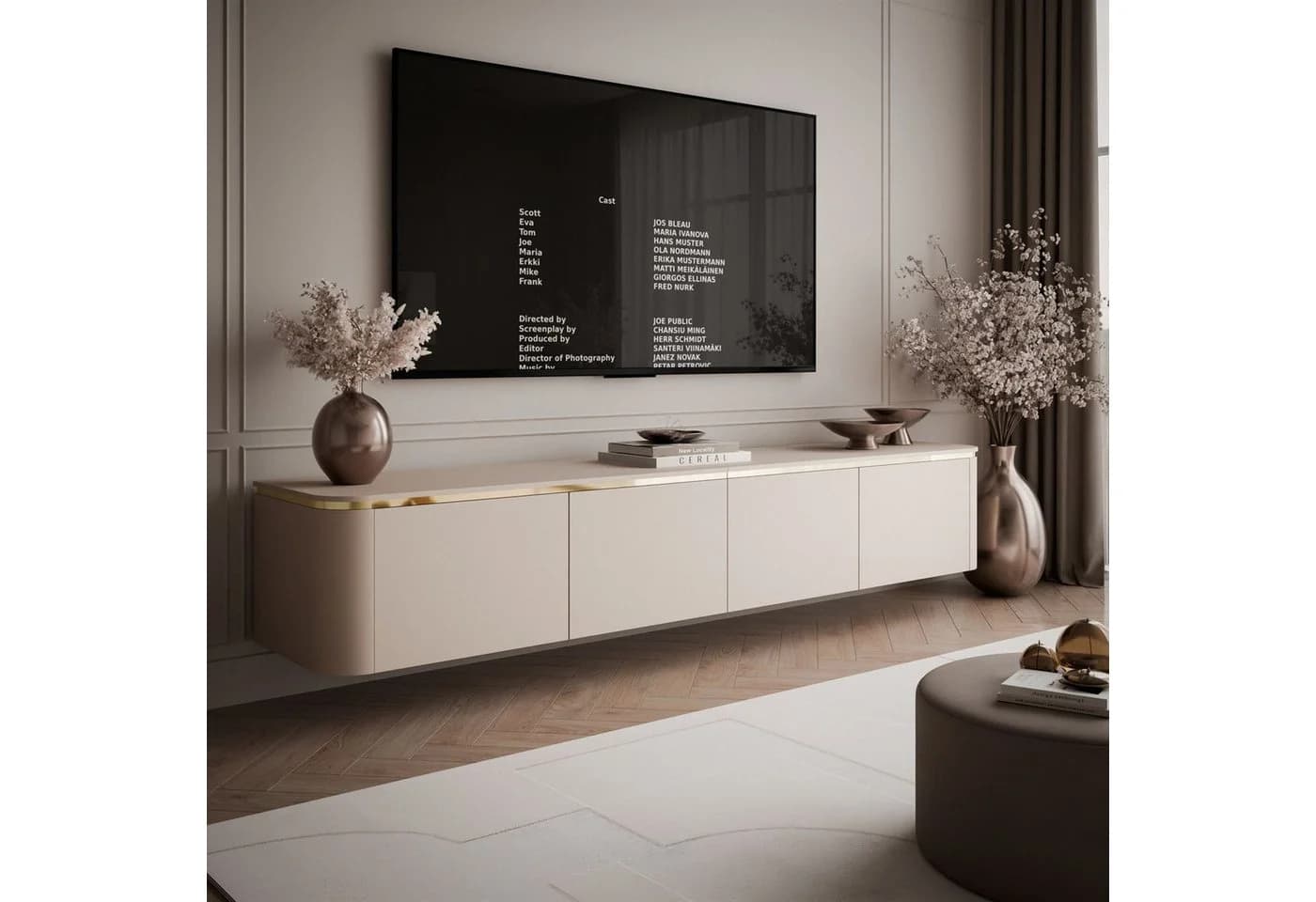 ALLHOUSE24 TV-Schrank LINE Kaschmir matt mit LED und Push-Open - Bild 3