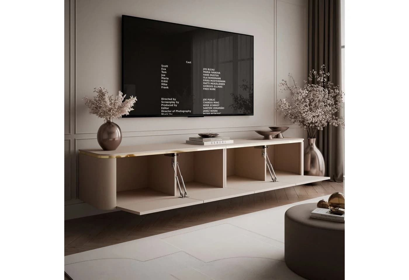 ALLHOUSE24 TV-Schrank LINE Kaschmir matt mit LED und Push-Open - Bild 4