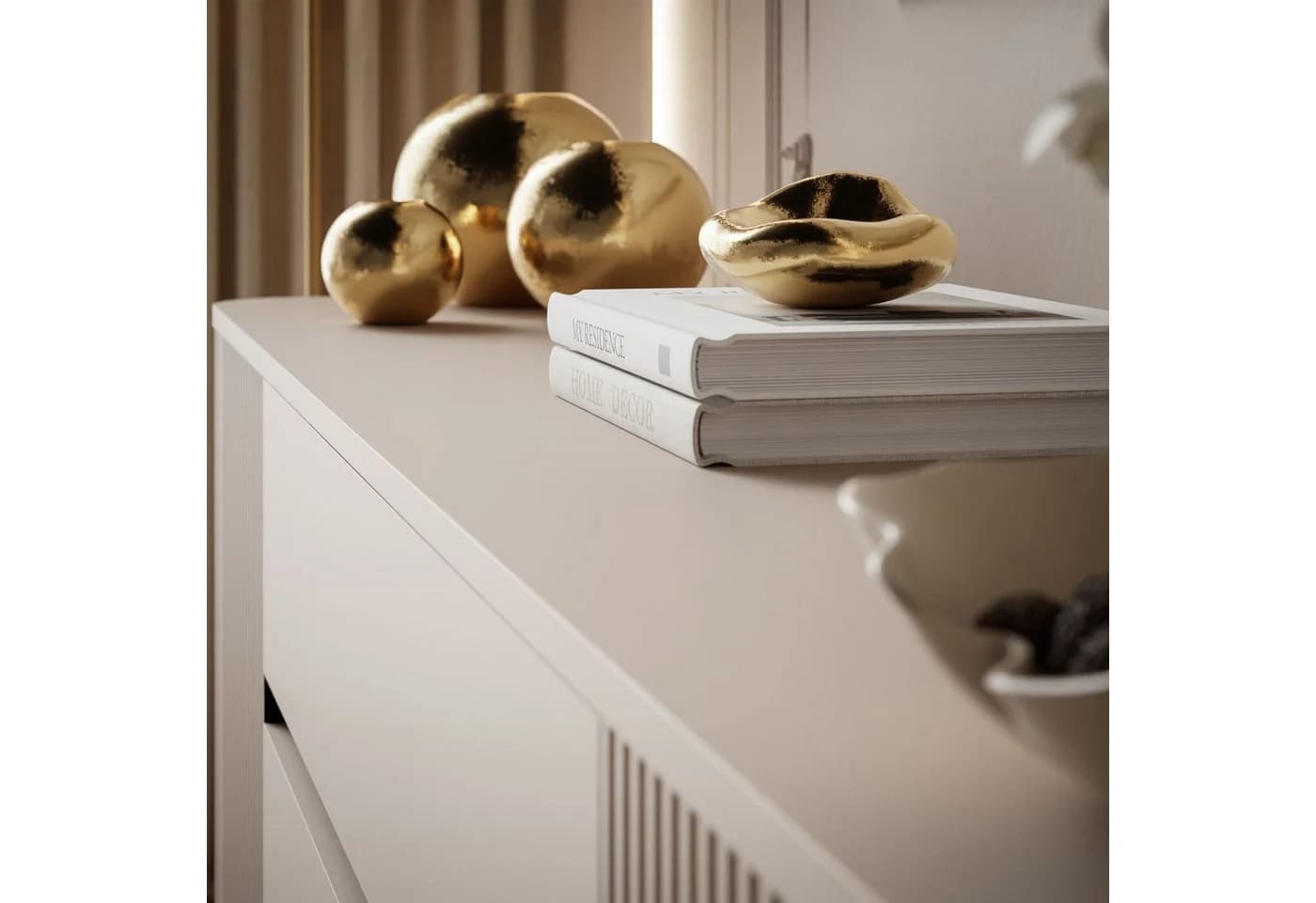 ALLHOUSE24 TV-Schrank MIRACLE GOLD Sandbeige mit Rillenstruktur - Bild 5