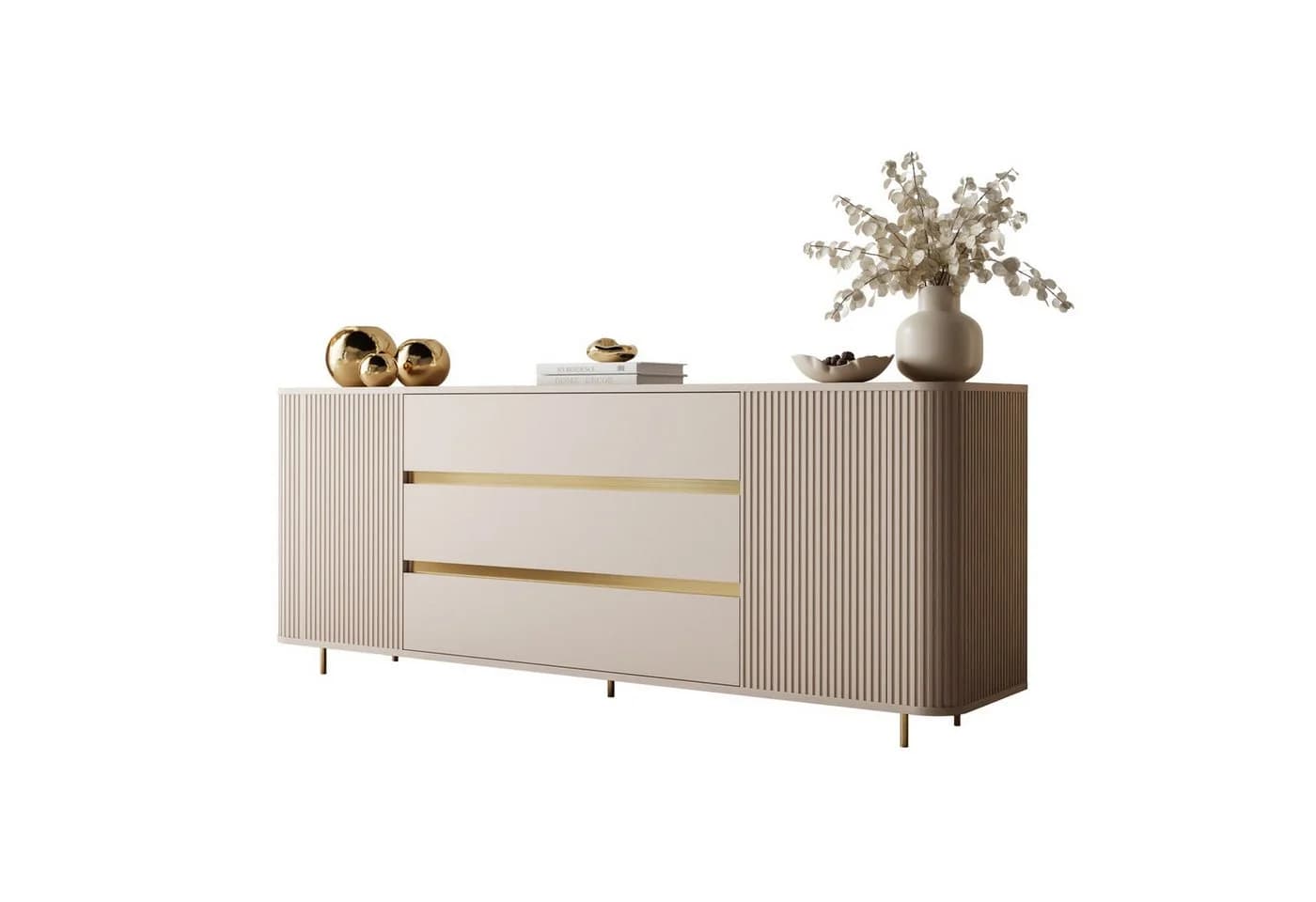 ALLHOUSE24 Kommode MIRACLE Sandbeige mit Rillenfronten und Push-to-Open - Bild 2