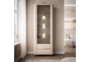 ALLHOUSE24 Vitrine MIRACLE Sandbeige Glasvitrine Rillenstruktur Metallfüße Bild 1