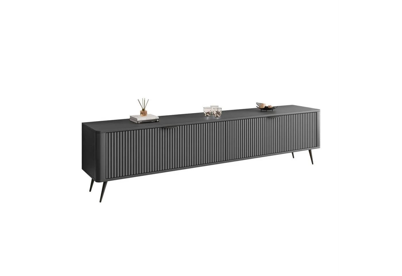 ALLHOUSE24 TV-Schrank DIAMO Schwarz mit geriffelten Fronten - Bild 2