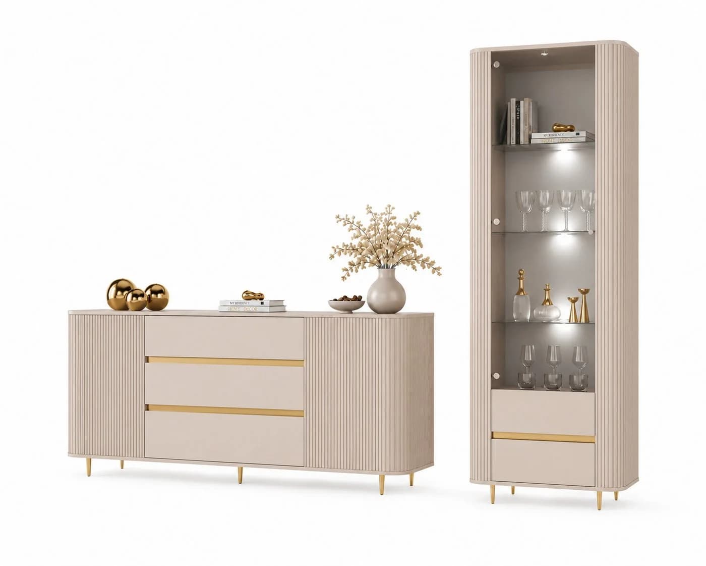 ALLHOUSE24 Wohnzimmer-Set MIRACLE II Gold Sandbeige - Bild 2