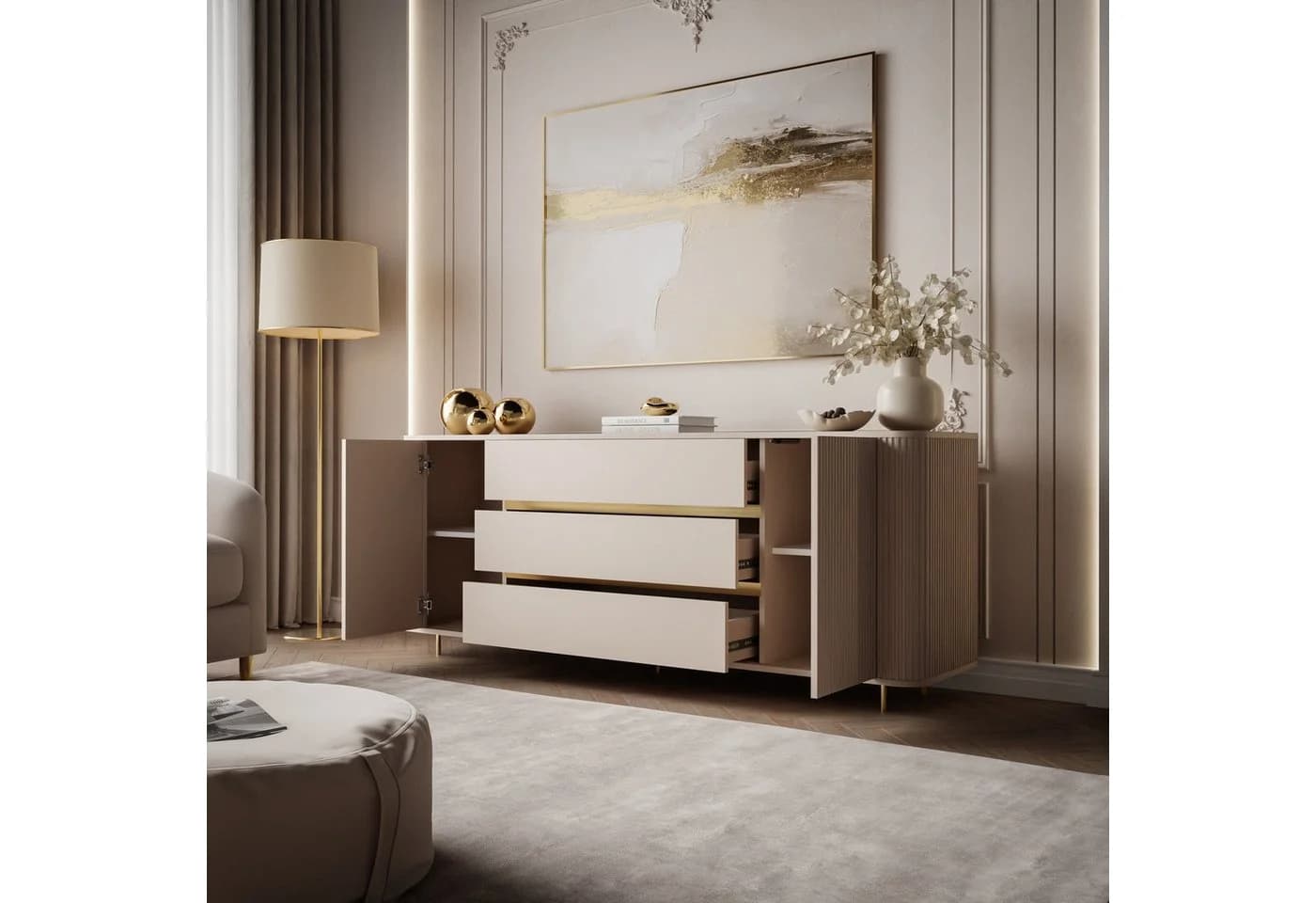 ALLHOUSE24 Wohnzimmer-Set MIRACLE II Gold Sandbeige - Bild 5