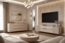 ALLHOUSE24 Wohnzimmer-Set MIRACLE III Sandbeige Gold TV Schrank Kommode Bild 2
