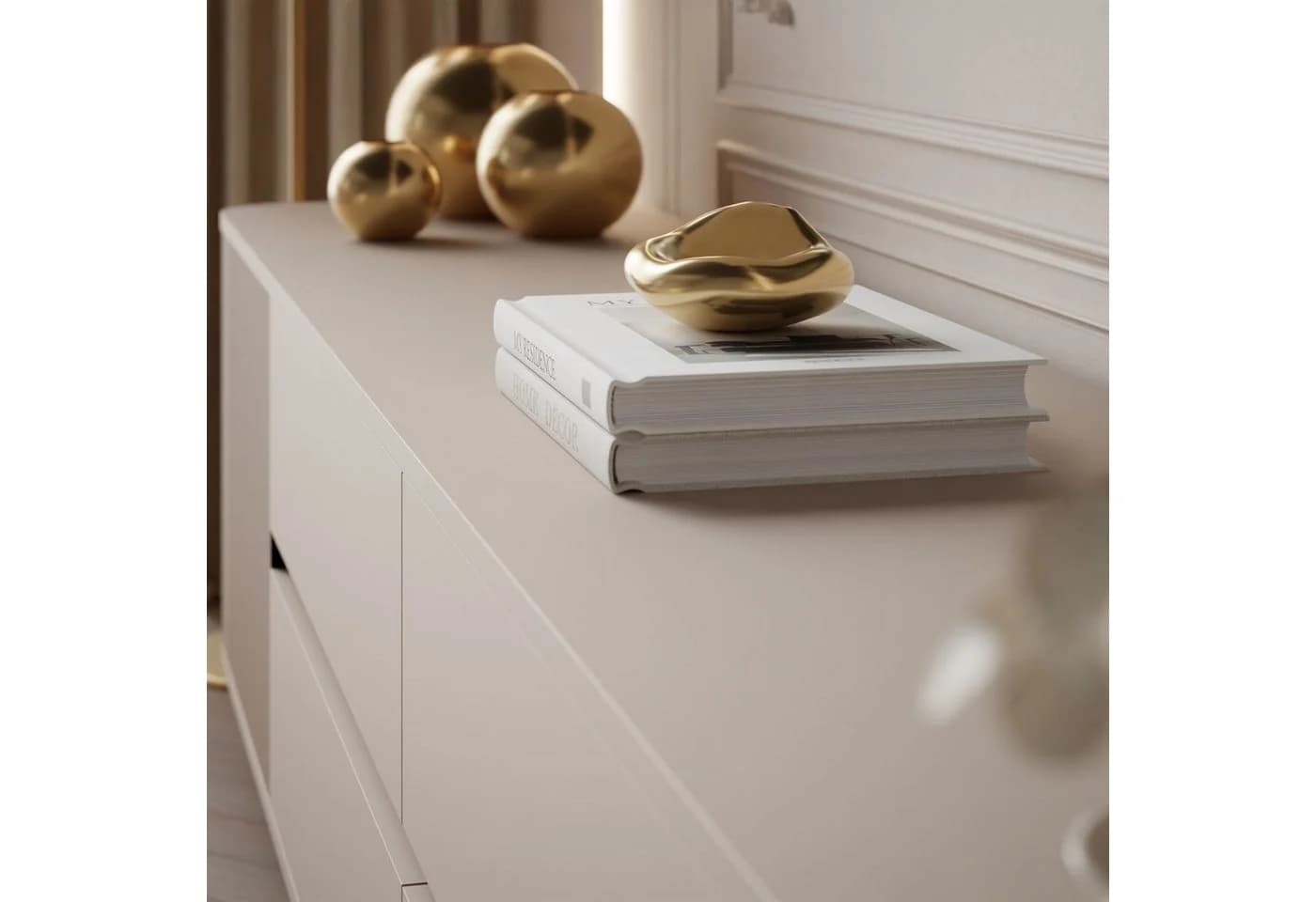 ALLHOUSE24 Wohnzimmer-Set MIRACLE III Sandbeige Gold TV Schrank Kommode - Bild 4