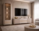ALLHOUSE24 Wohnzimmer-Set MIRACLE IV Vitrine & Lowboard Sandbeige Gold Bild 1
