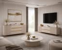 ALLHOUSE24 Wohnzimmer-Set MIRACLE V Sandbeige Gold 3D-Rillenfronten Bild 1