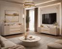 ALLHOUSE24 Wohnzimmer-Set MIRACLE V Sandbeige Gold 3D-Rillenfronten Bild 2