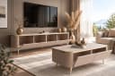 ALLHOUSE24 Wohnzimmer-Set LINE TV-Schrank Couchtisch Kaschmir Gold Bild 1