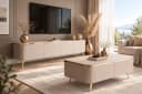 ALLHOUSE24 Wohnzimmer-Set LINE TV-Schrank Couchtisch Kaschmir Gold Bild 2