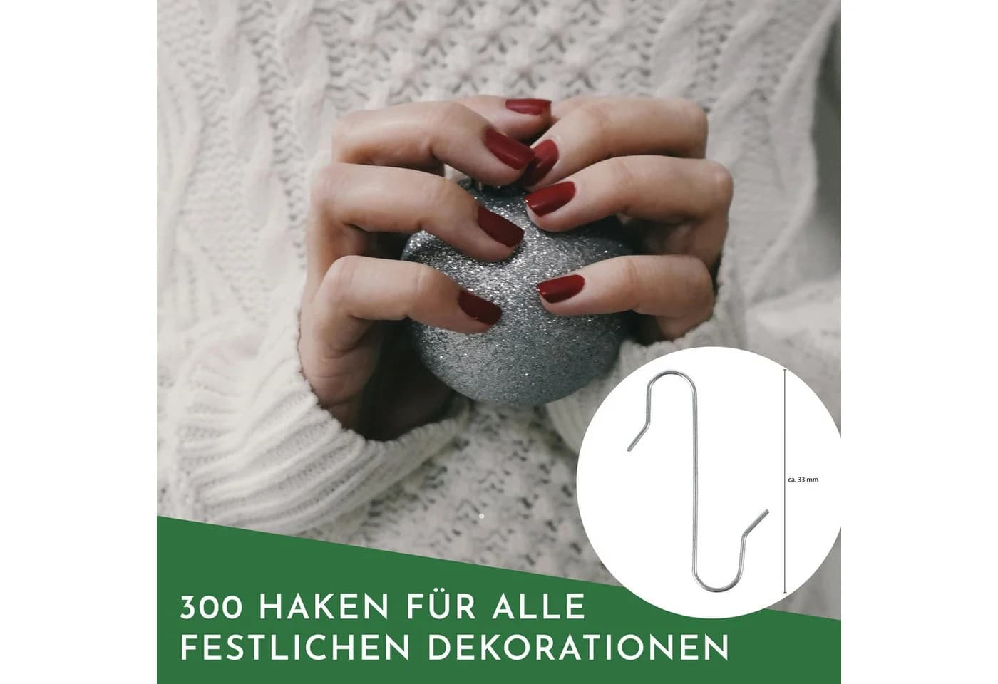 Nordstern Christbaumschmuck Schnellaufhänger Doppelhaken 300er Pack Silber