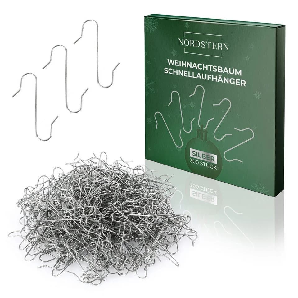 Nordstern Christbaumschmuck Schnellaufhänger Doppelhaken 300er Pack Silber - Bild 2